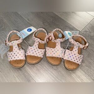 Toddler Girls Cat & Jack Kids' Pink Star Sandals, Velcro close, Sz 8